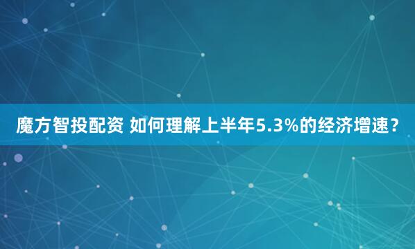 魔方智投配资 如何理解上半年5.3%的经济增速？